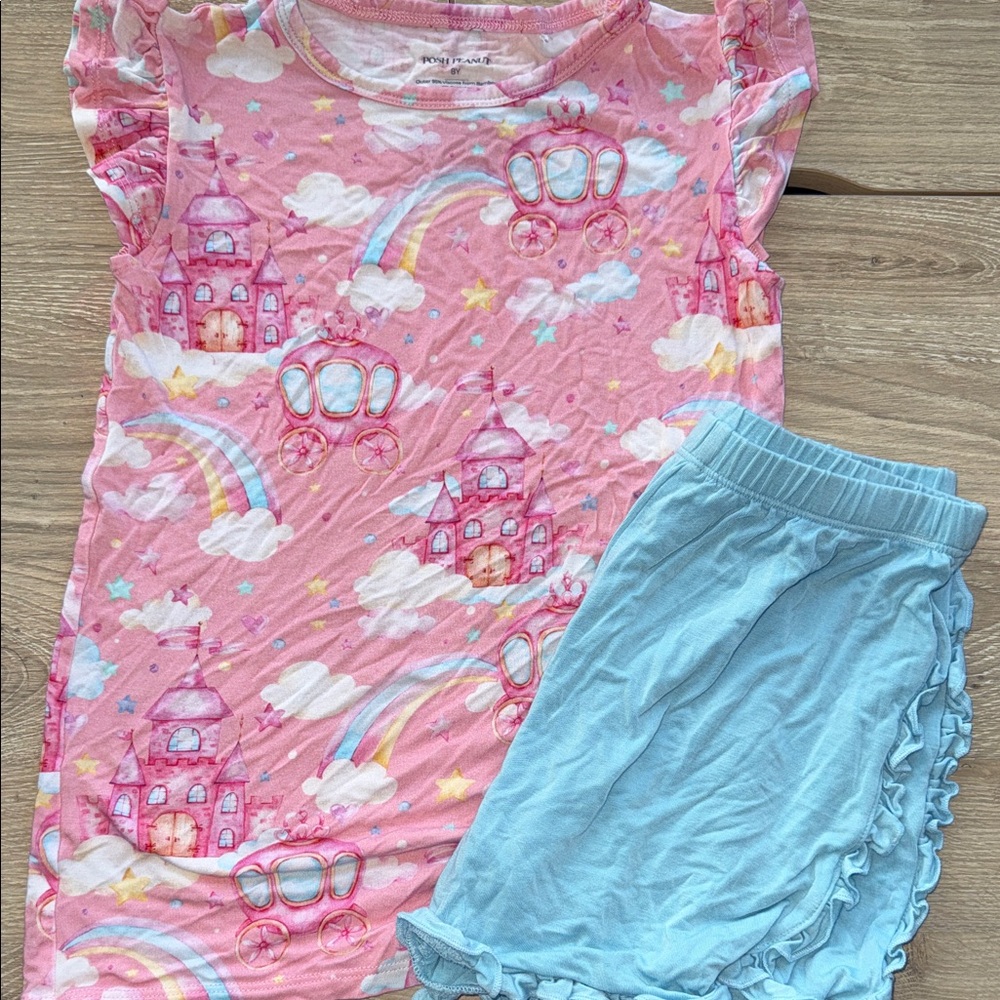 Posh Peanut Pink Castle and Rainbow matching Set